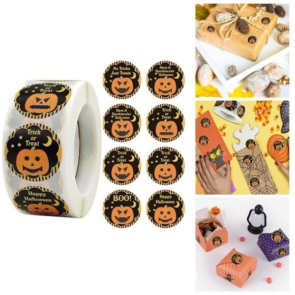 500 Halloween Pumpkin Stickers - Picture 3 of 4